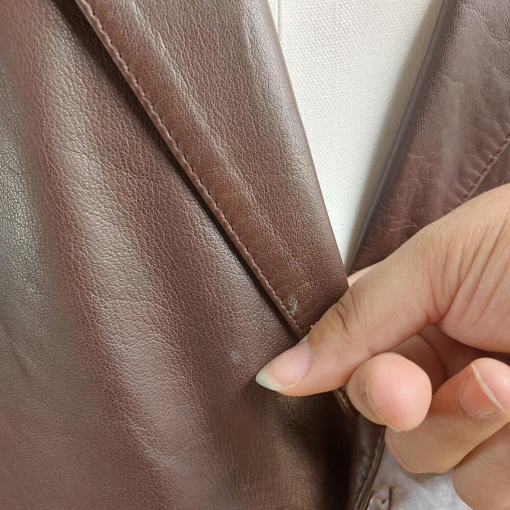 Brown Danier Blazer Style Leather Coat - Picture 6 of 10